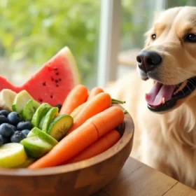 Frutas: Perro Border Collie disfrutando de una rodaja de sandía en un día soleado.